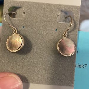 Coffee colored mother of pearl and sterling earrings